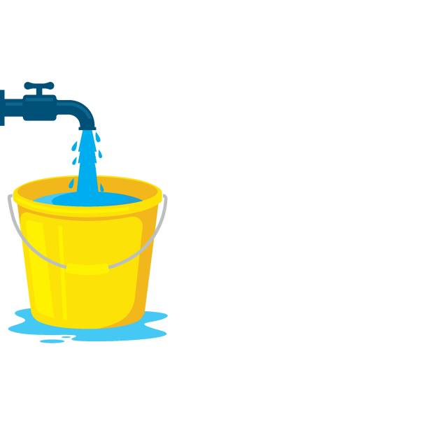 wasserfüllen vom wasserhahn zum eimer vektor illustration designvorlage - filling stock-grafiken, -clipart, -cartoons und -symbole