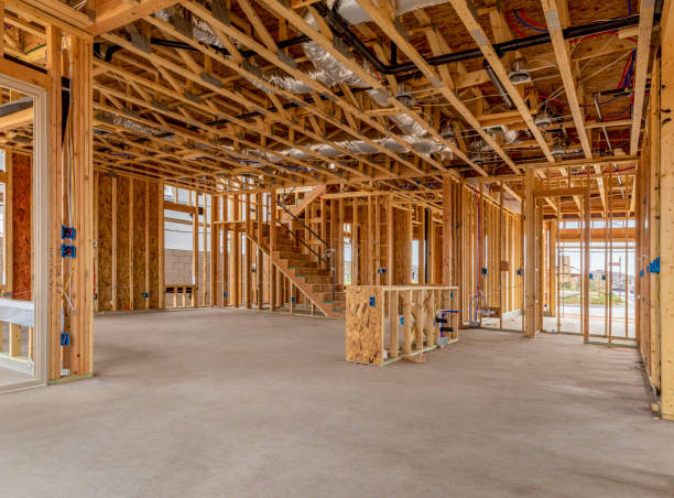 vista interior de una casa nueva - new home construction fotografías e imágenes de stock