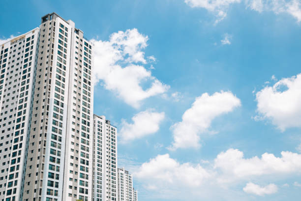Modern apartment building exterior in Korea