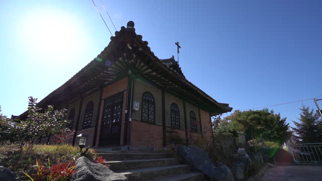 Cheongju, South Korea - Sep 2019: Cheongju Anglican Church is a hanok church of the Anglican Church of Korea located in Cheongju-si, South Korea. Built in 1935, it is also called the Passion Cathedral