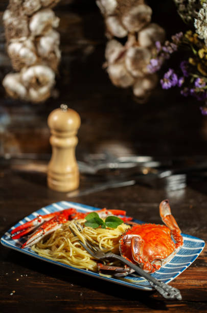 Spaghetti with sea crab