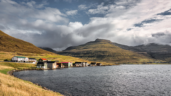 Hvalvik Village Panorama Streymoy Island Faroe Islands