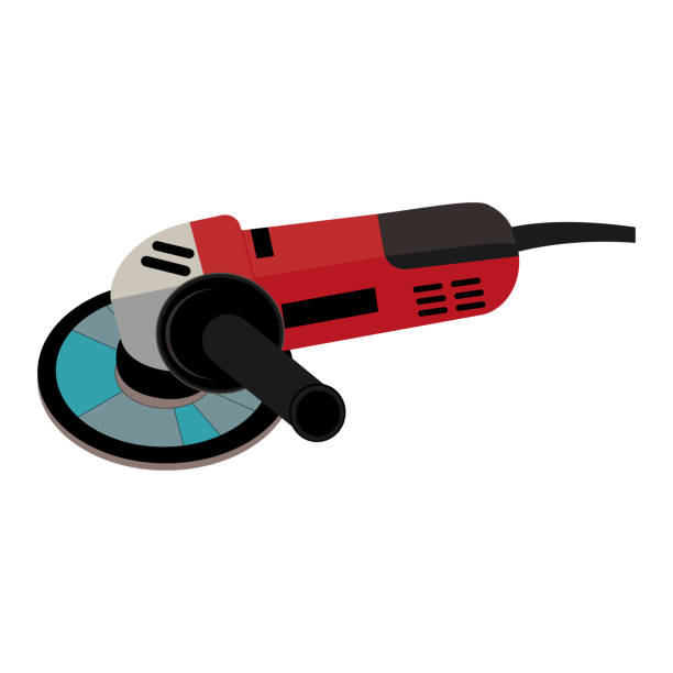 ilustrações de stock, clip art, desenhos animados e ícones de construction tool grinder, color isolated vector illustration in cartoon style - drill red work tool power