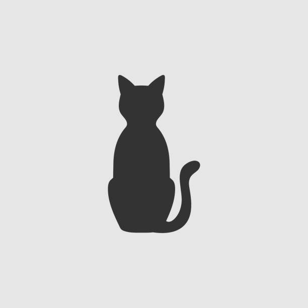 ilustrações de stock, clip art, desenhos animados e ícones de vector simple isolated cat icon - silhouette animal black domestic cat