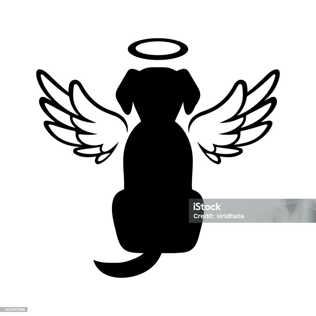 Vector Dog Memorial Graphic Dog Angel Illustration - Royalty-free Köpek Vector Art