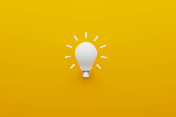 istock Light bulb white on yellow background. Concept of creative idea and innovation. 3d illustration 1333504622