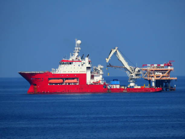 istock Supply boat operation shipping any cargo or basket to offshore. Support transfer any cargo to offshore oil and gas industry, Supply cargo or transfer passenger for work 1333508505