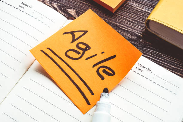istock Sticker with world Agile in the open notepad. 1333508617