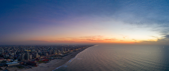 Sunset on the sea of ​​Gaza City