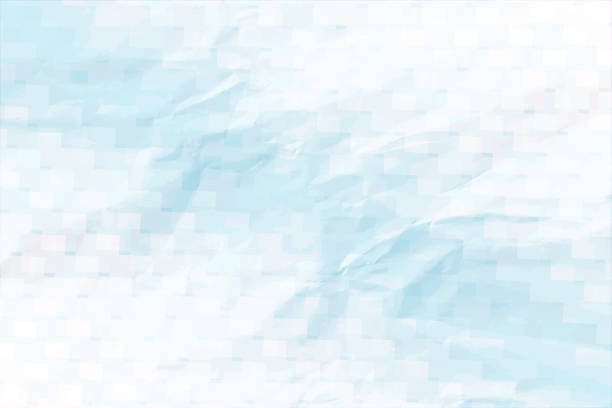 空の空白の明るいライトスカイブルーと白い色のオンブル古いくしゃくしゃの折り目付き折れ目リサイクル紙水平ベクトルの背景と微妙なチェックパターン - blue backgrounds paper textured点のイラスト素材／クリップアート素材／マンガ素材／アイコン素材