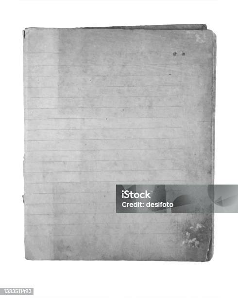 Empty Blank Old Frayed Faded Grey Or Gray Coloured Stack Of Grunge Lined Or Striped Paper Pages Vertical Vector Backgrounds With Run Down Edges And Corners Stock Illustration - Download Image Now
