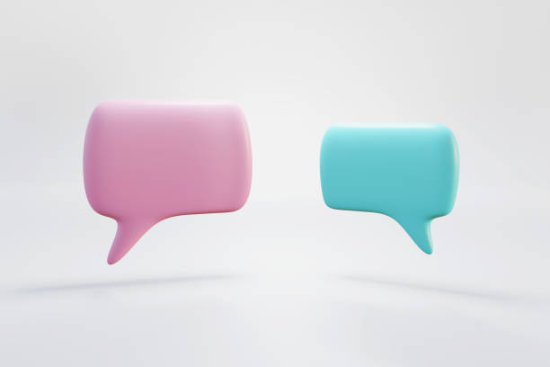 istock Pink and blue colored dialog bubble isolated on white background. 3D illustration 1333513394