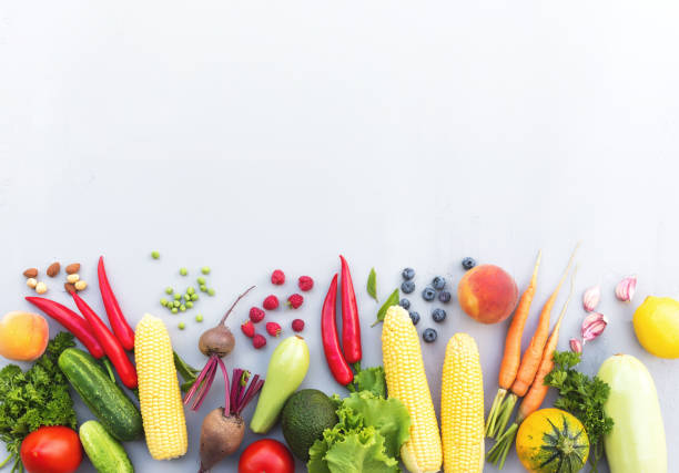 istock Flat lay with different vegetables, fruits, berries, nuts, spices, herbs 1333515843
