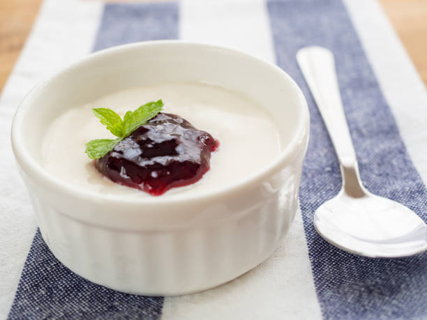 istock Panna cotta with blueberry jam 1333515949
