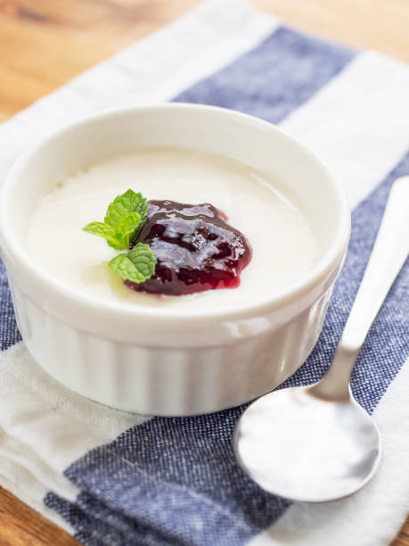 istock Panna cotta with blueberry jam 1333515950