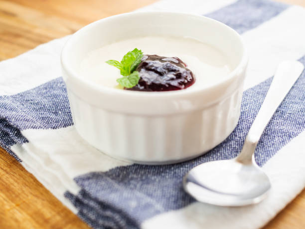 istock Panna cotta with blueberry jam 1333516009