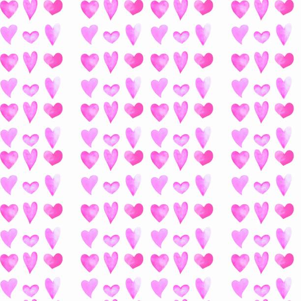 istock Romantic seamless pattern with pink hearts. Background for cards, invitations for anniversary, wedding. Watercolor hand drawingillustration 1333517306