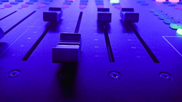 istock Audio mixer sliding button during the recording event 1333524474