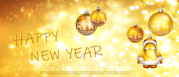 istock Happy new year. Abstract greeting background with bokeh, lights and christmas ball. Bright positive color. 1333527179