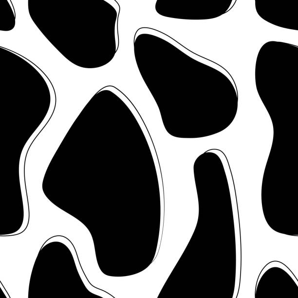 Seamless Abstract Pattern With Black Spots Fabric Textile For