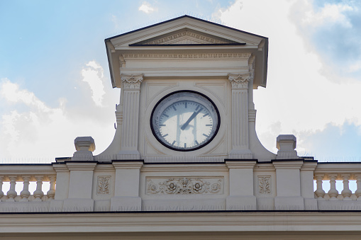 Translucent Clock at Top of Old Train Station in Belgrade Serbia