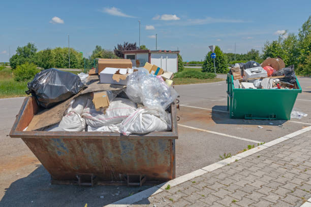 Two Skip Containers Two Big Skip Trash Containers Overloaded at Parking Places overflowing dumpster stock pictures, royalty-free photos & images