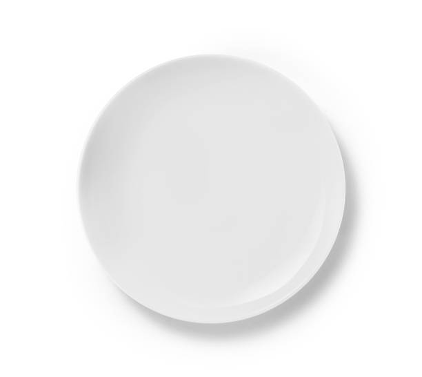 istock Top view of white ceramic plate isolated on white background 1333532925
