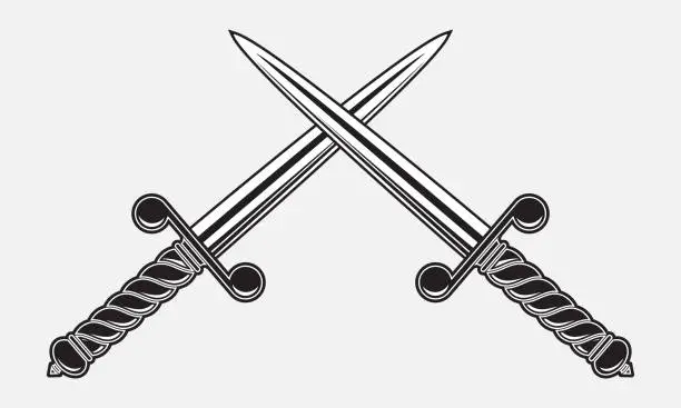 Vector illustration of Two crossed daggers