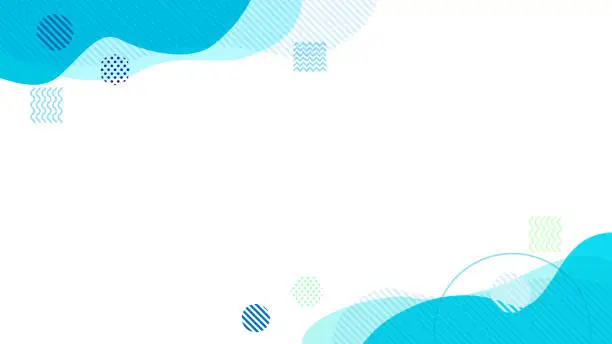 Vector illustration of Blue abstract geometric curve top and bottom frame background