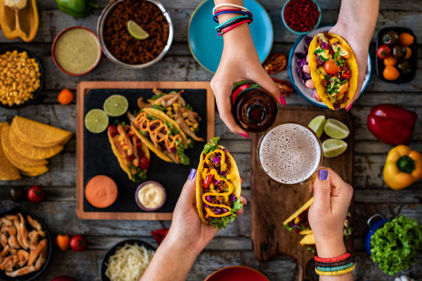 istock Many types of tacos on the table. 1333539151