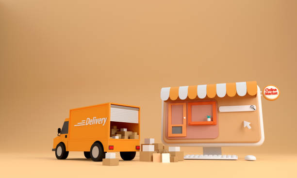 istock E-commerce concept, Shopping online and delivery service on computer application, Transportation high-speed delivery by truck, 1333542791