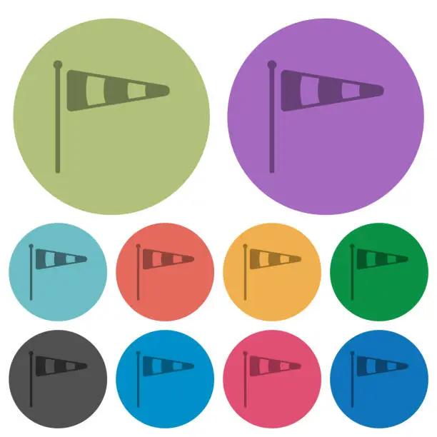 Vector illustration of Windsock indicator solid color darker flat icons