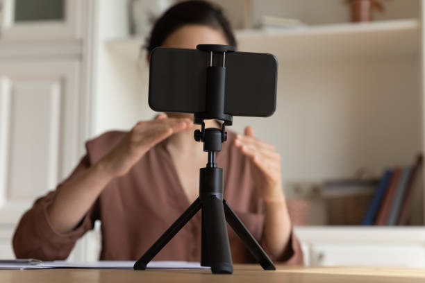 istock Modern smartphone shoot coach talk on video call 1333548851
