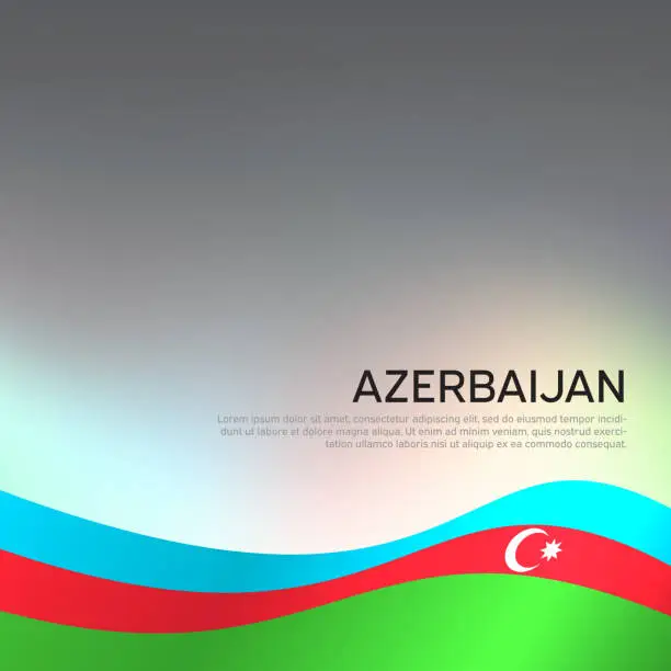 Vector illustration of Abstract waving azerbaijan flag. Creative background for design of patriotic holiday card. Azerbaijan national poster. State azerbaijani patriotic cover, flyer. Vector tricolor design