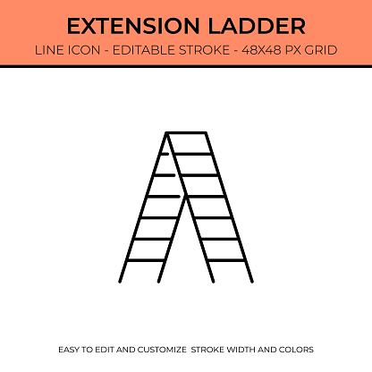 Extension Ladder Editable Stroke Single Vector Line Icon