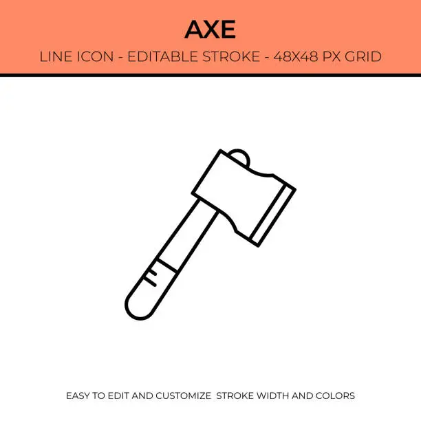 Vector illustration of Axe Line Icon Design