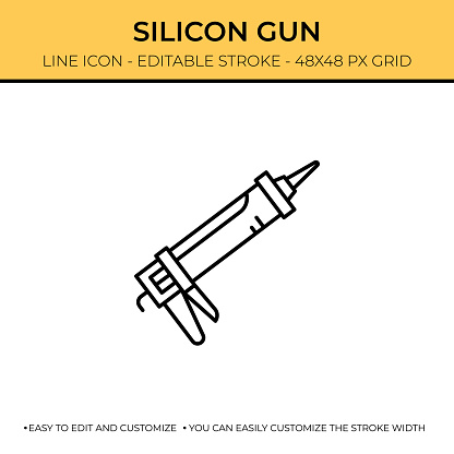 Caulking Gun Editable Stroke Single Vector Line Icon