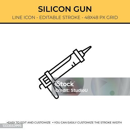 istock Caulking Gun Line Icon Design 1333553995