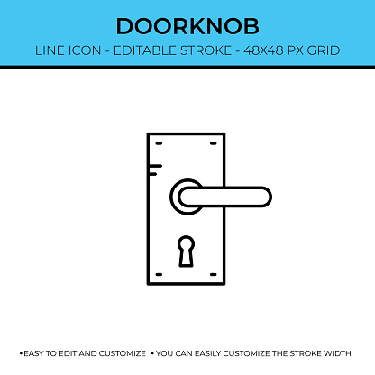 Doorknob Editable Stroke Single Vector Line Icon