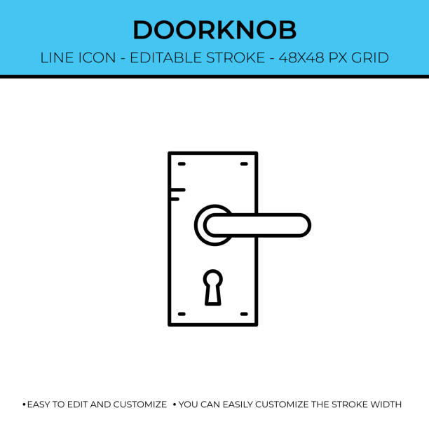 Doorknob Line Icon Design Doorknob Editable Stroke Single Vector Line Icon door handle stock illustrations