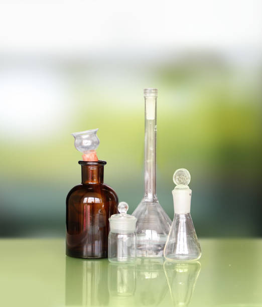 istock Glass Volumetric Flask ,Erlenmeyer flasks ,Laboratory Flasksare used for  laboratory work,For  mixing, pouring and storage of chemicals 1333557629