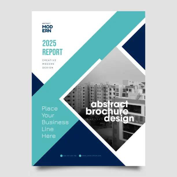 Vector illustration of Blue and teal Brochure annual report cover Flyer Poster Layout