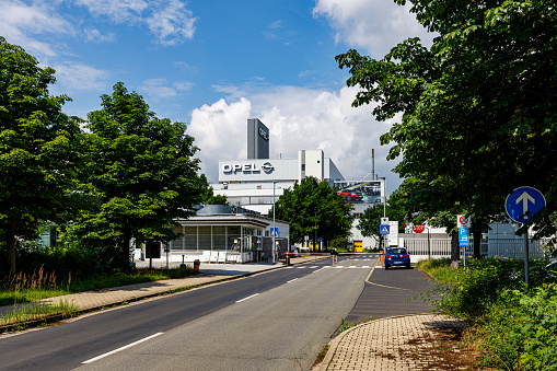 Eisenach, Thuringia, Germany - July 10, 2021: The Opel Car factory at Eisenach in Thuringia in Germany
