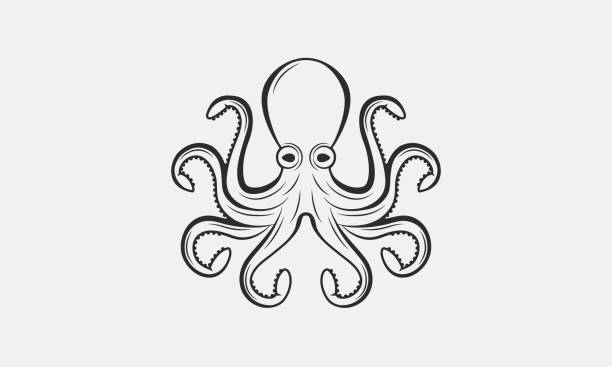 istock Octopus. Vintage Octopus icon for logo, emblem, poster, banner design. Octopus design for Food and Nautical business. Print for t-shirt, tattoo. Vector illustration 1333563073