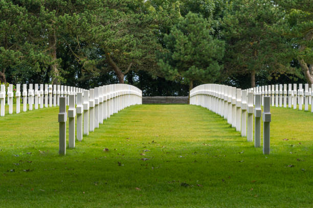 colleville-sur-mer, francia: cementerio americano de normandía - basse normandy colleville 1944 france fotografías e imágenes de stock