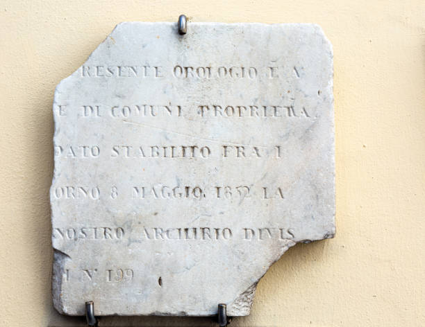istock Stone with text on the wall of Synagogue in Rome, Italy 1333567077