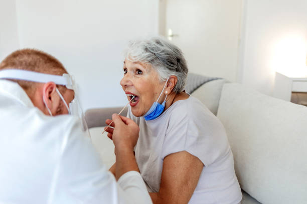 istock Caucasian female patient visiting her doctor's office and getting tested for COVID-19. 1333567996