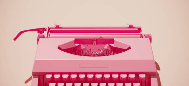 istock Pink vintage typewriter machine, 3d rendering Stock Picture 1333569776
