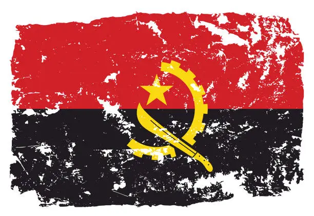 Vector illustration of Grunge styled flag of Angola