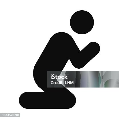istock Black stick figure prayer vector icon isolated 1333570281